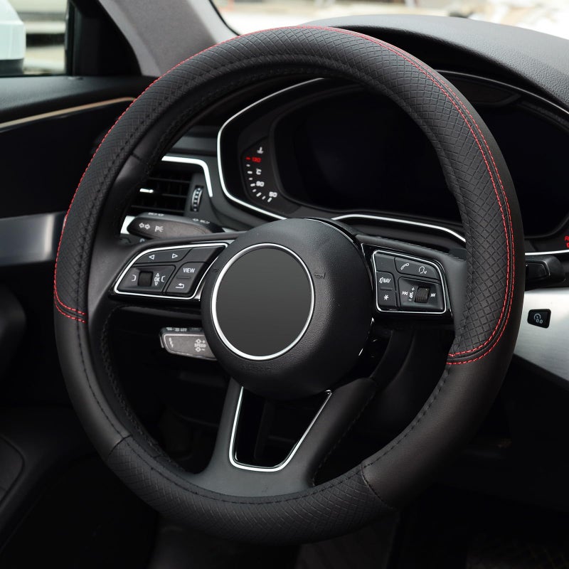 LABBYWAY Steering Wheel Cover, Universal Fit 15 Inch Microfiber Leather Car Wheel Protector, Anti-Slip, Black - Image 3